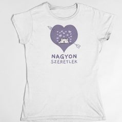 Nagyon szeretlek lila szíves női póló