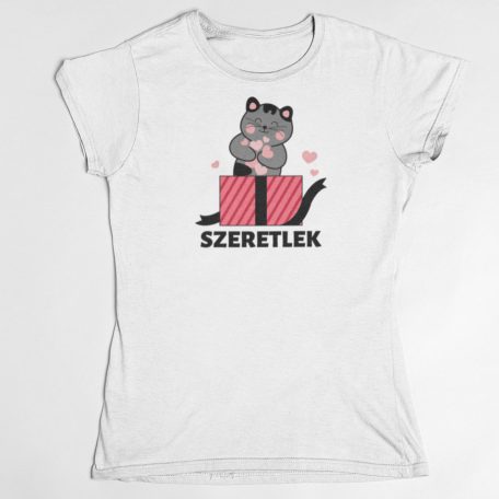 Szeretlek dobozos cica női póló