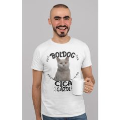 Boldog cica gazdi férfi póló