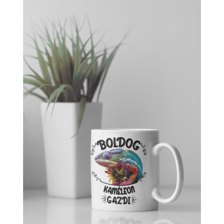 Boldog kaméleon gazdi bögre