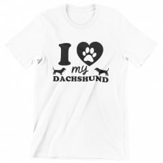 I love my dachshund with paw férfi póló