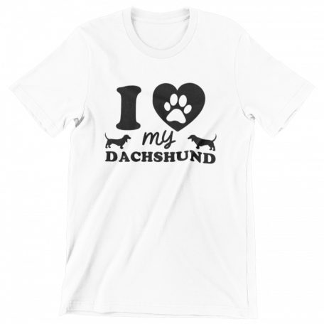 I love my dachshund with paw férfi póló