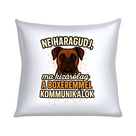 Ne haragudj, ma kizárólag a boxeremmel kommunikálok párna