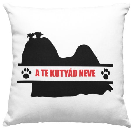 Máltai selyemkutya egyedi neves párna