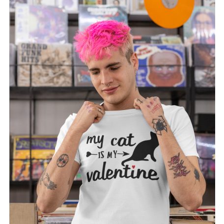 My cat is my valentine férfi póló