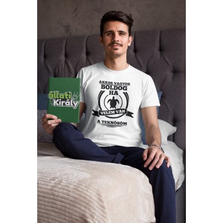 Akkor vagyok boldog, ha velem van a teknősöm férfi póló